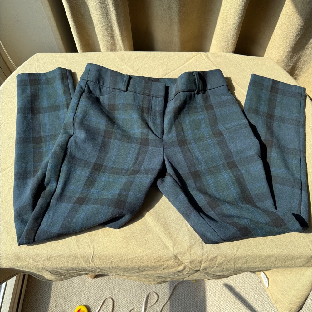 LOFT Blue and Black Plaid Pants Size 6 Marissa Skinny pants - Picture 5 of 10